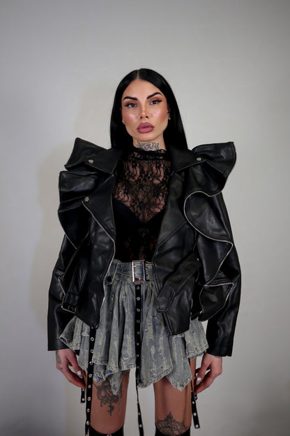 Giacca Ecopelle Butterfly - Nero