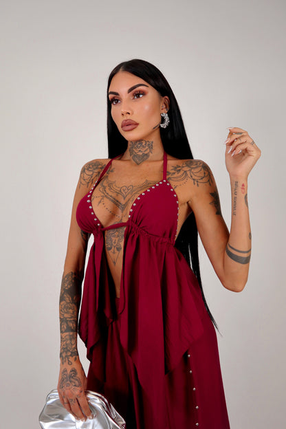 Completo borchie Joy - Bordeaux