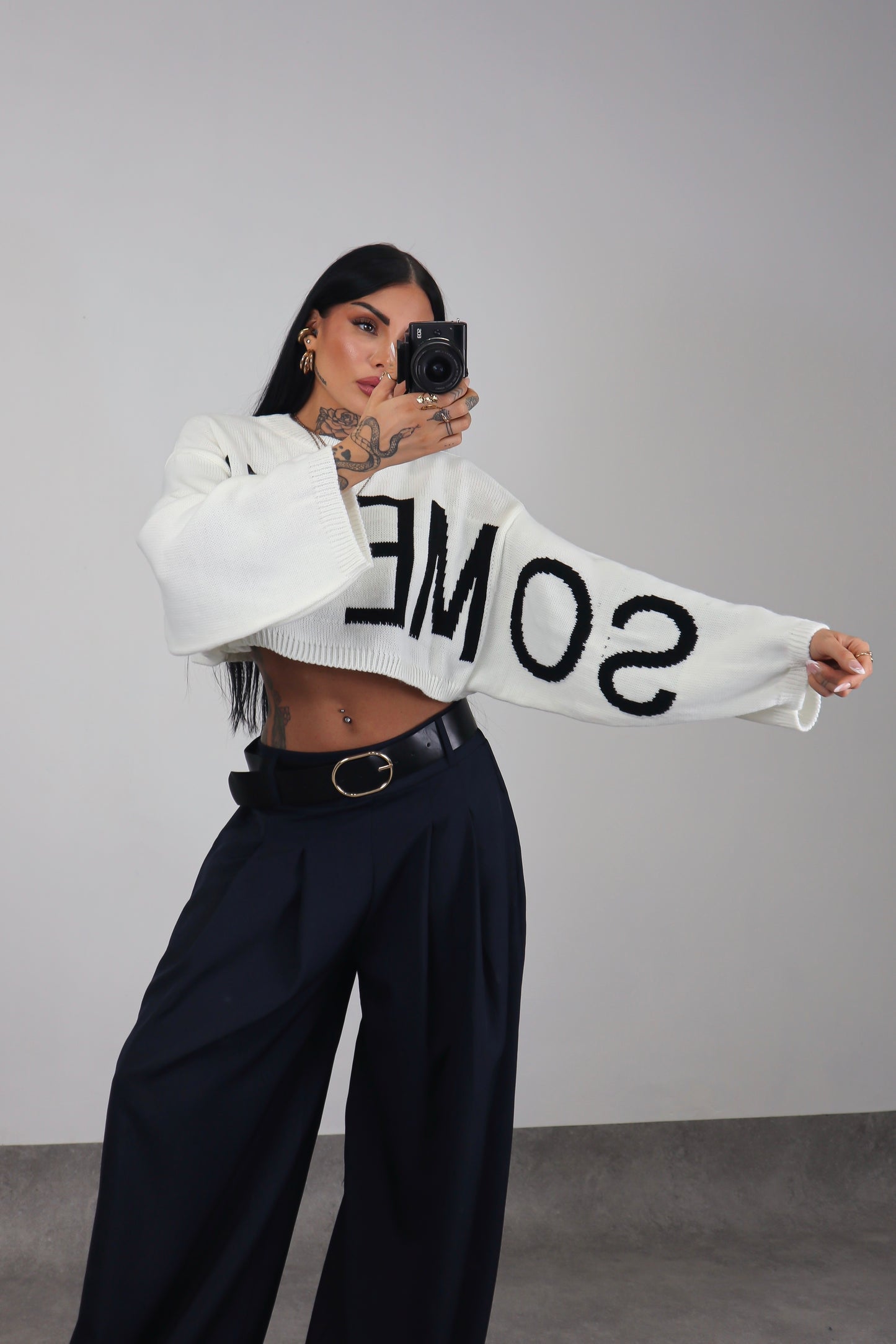 Maglia crop Something - Bianco