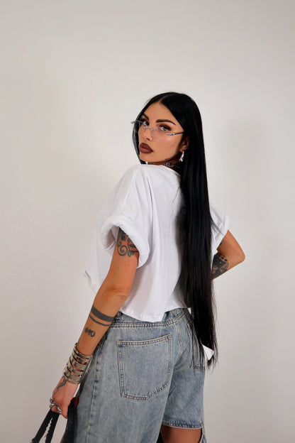 T-shirt crop Donut - Bianco