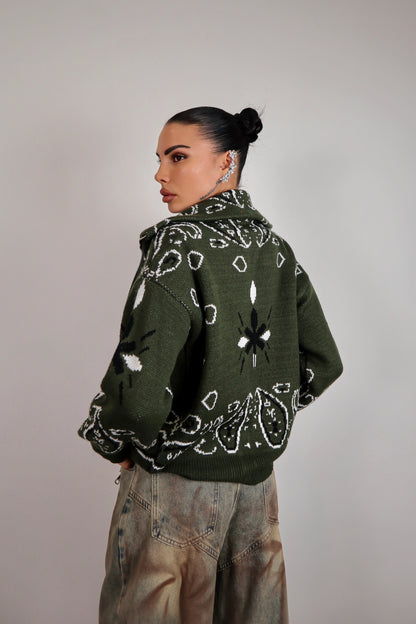 Cardigan Bandana - Verde militare