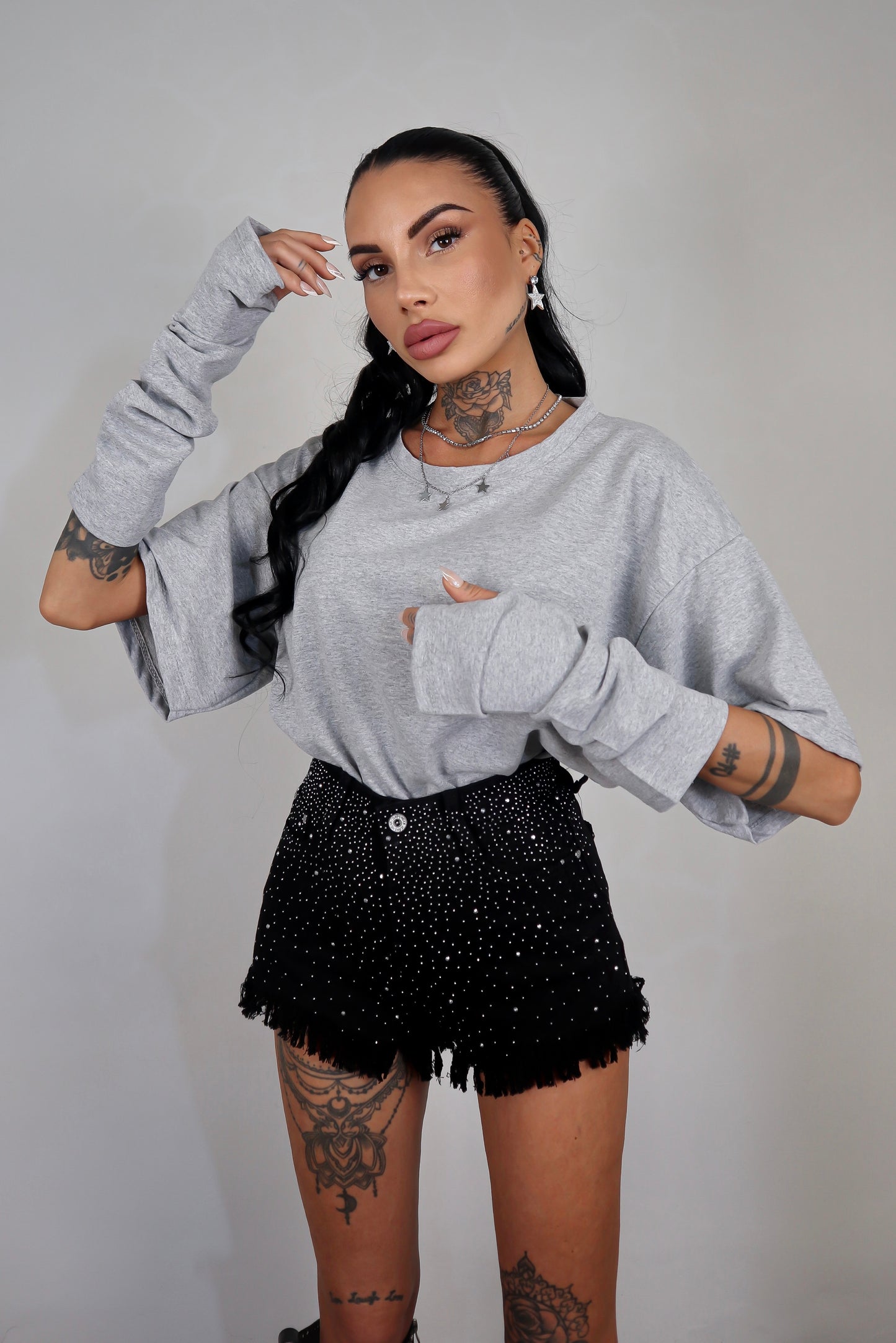 T-Shirt Manicotti - Grigio