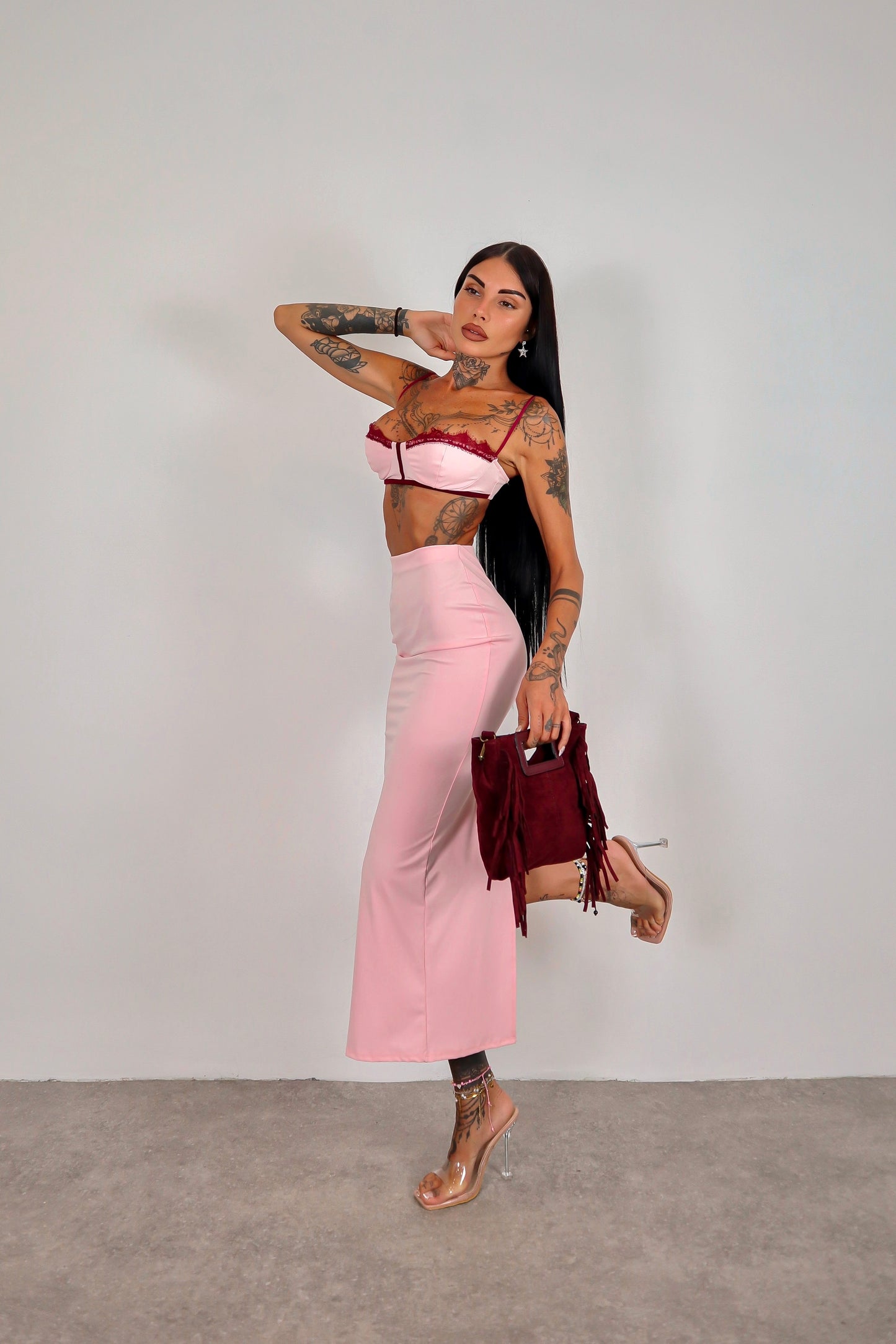 Completo Beverly - Rosa/bordeaux