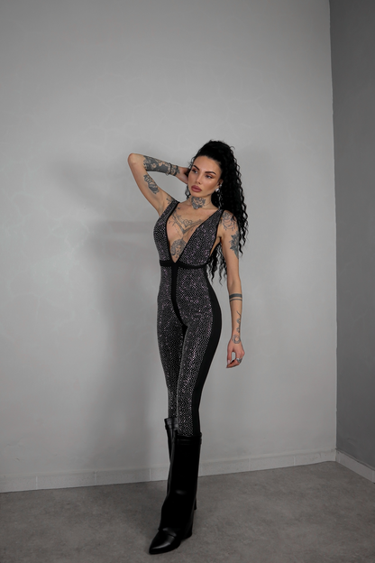 Tuta Intera Strass - Nero