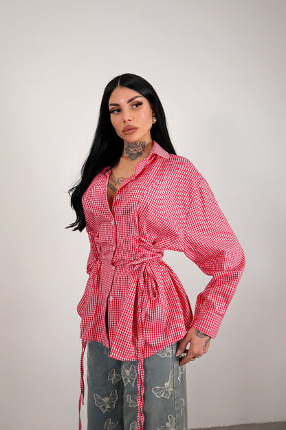 Camicia Stringhe Quadretti - Rosso