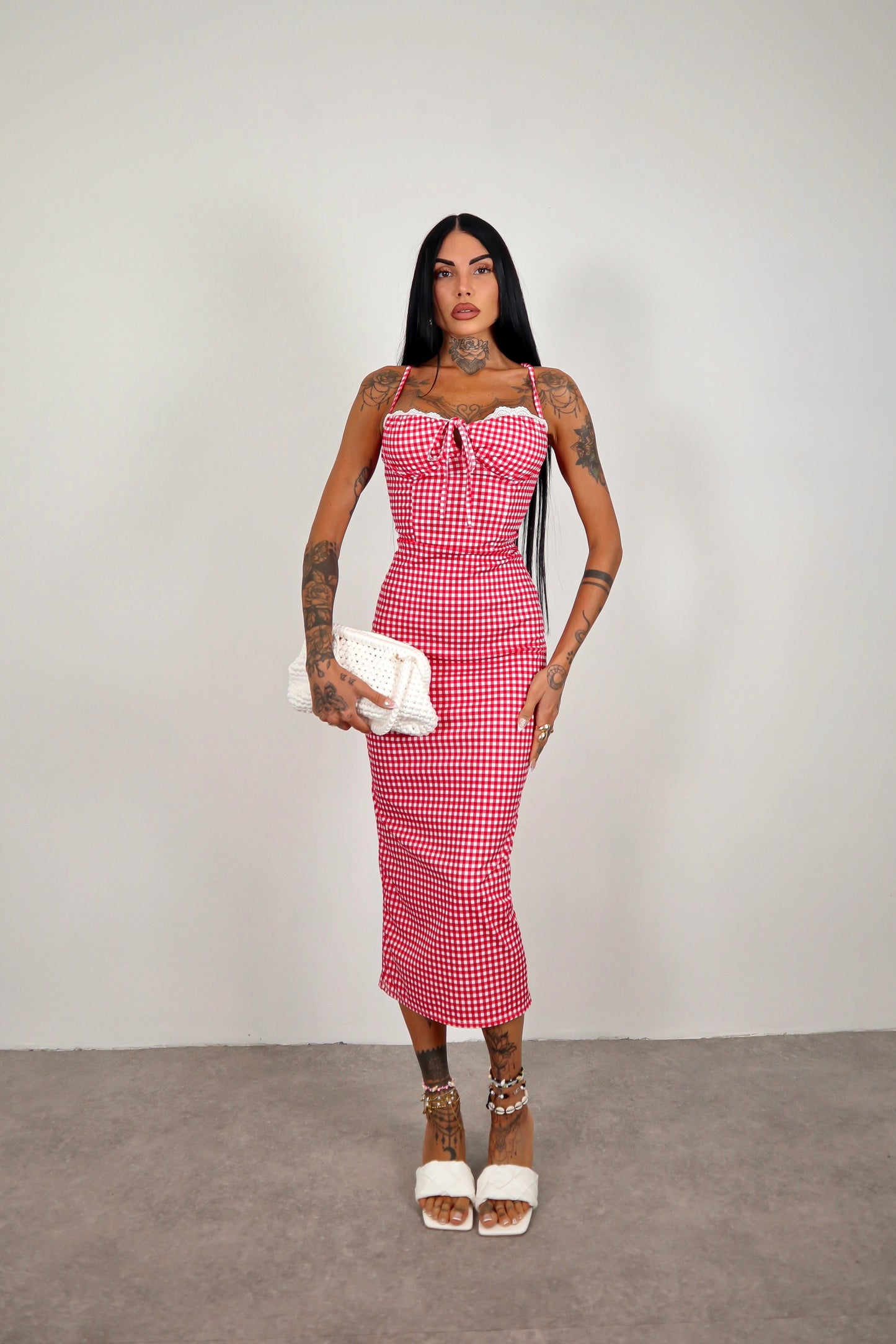 Abito tartan Madeline - Rosso