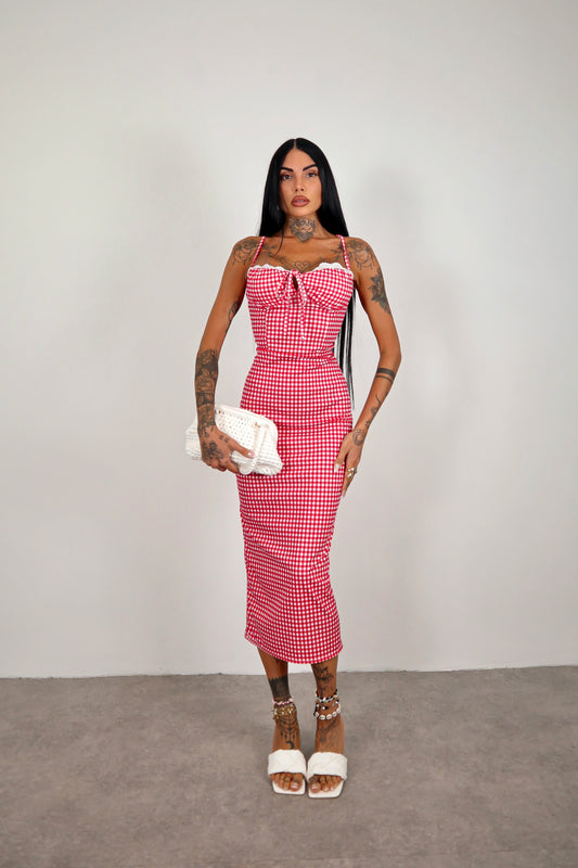 Abito tartan Madeline - Rosso