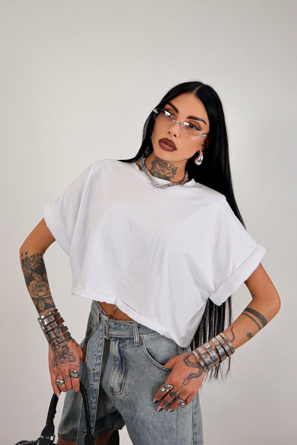 T-shirt crop Donut - Bianco