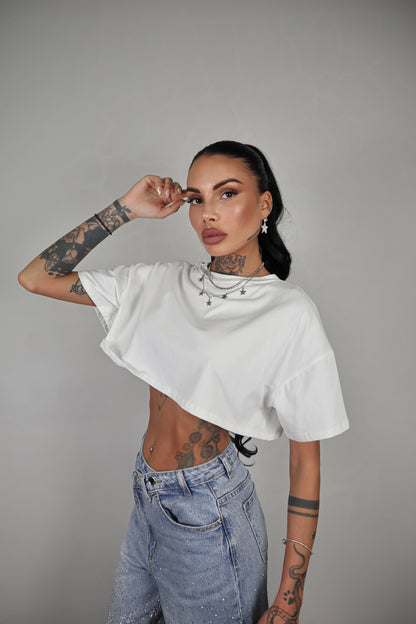 T-Shirt Over Crop - Bianco