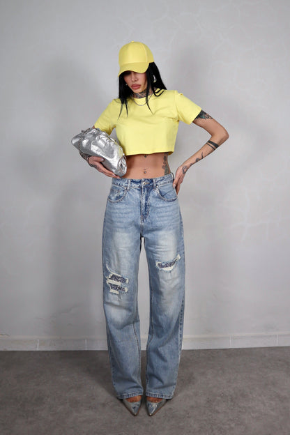 Jeans Ripped Strass