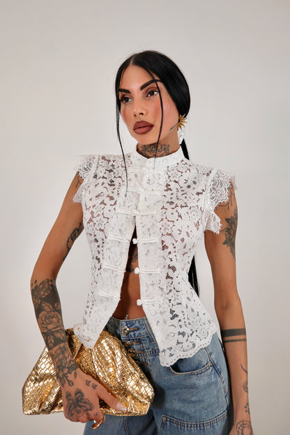 Camicia pizzo Japan - Bianco