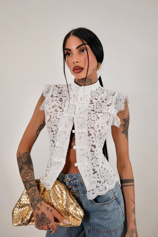 Camicia pizzo Japan - Bianco