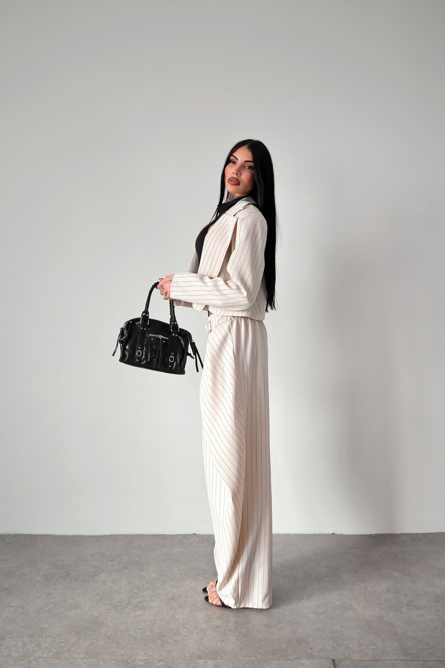 Tailleur gessato Amal - Bianco sporco