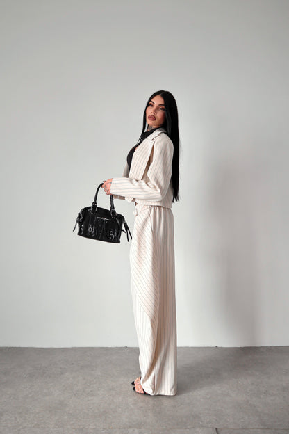 Tailleur gessato Amal - Bianco sporco