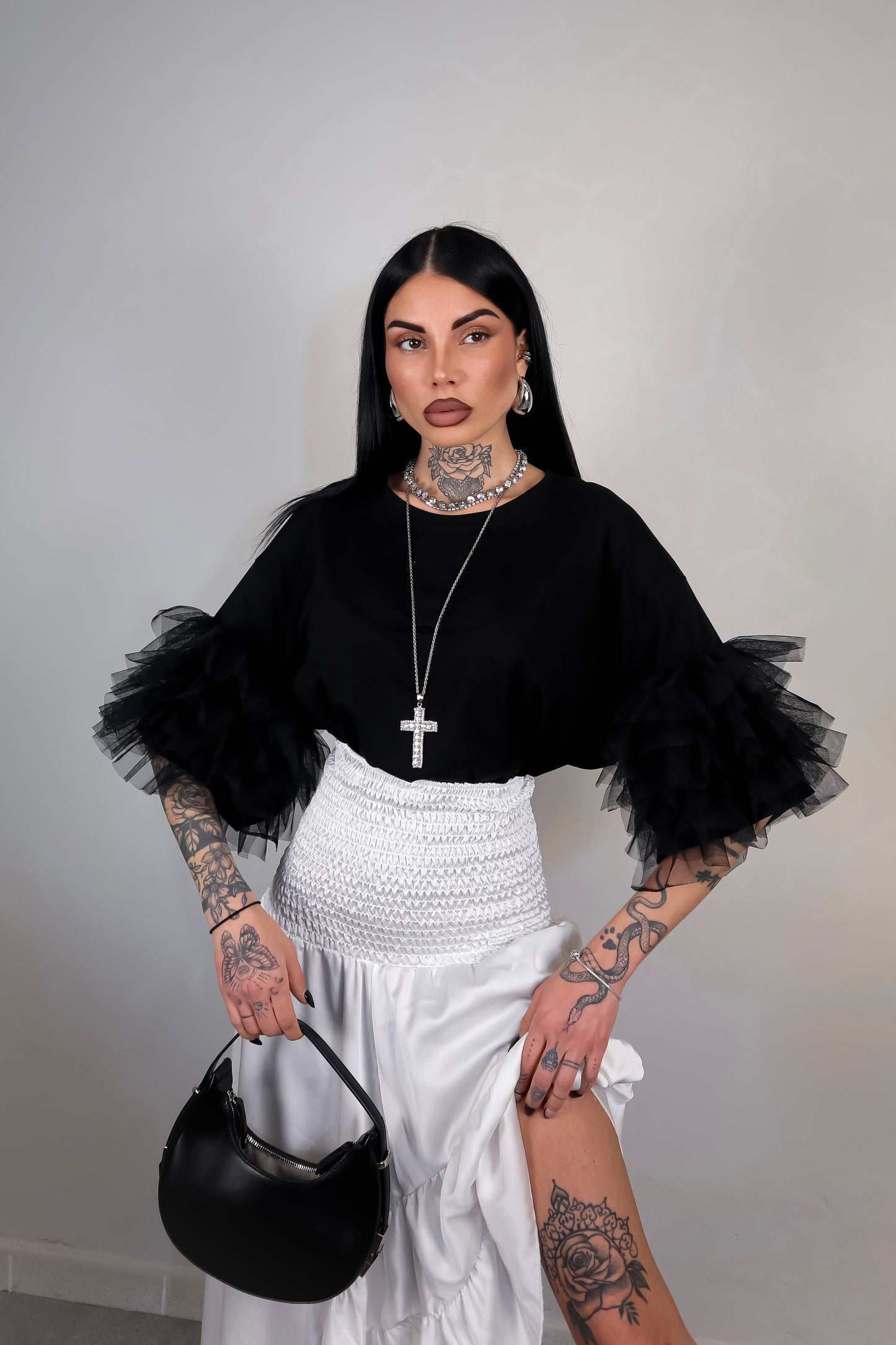 T-Shirt Oversize Fluffy - Nero