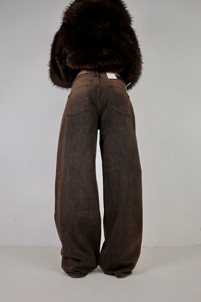 Jeans Wide Leg - Marrone Sabbiato