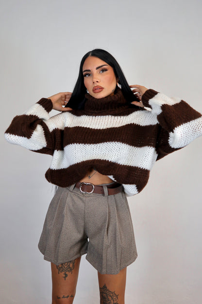 Maglione Nadine - Marrone/Bianco