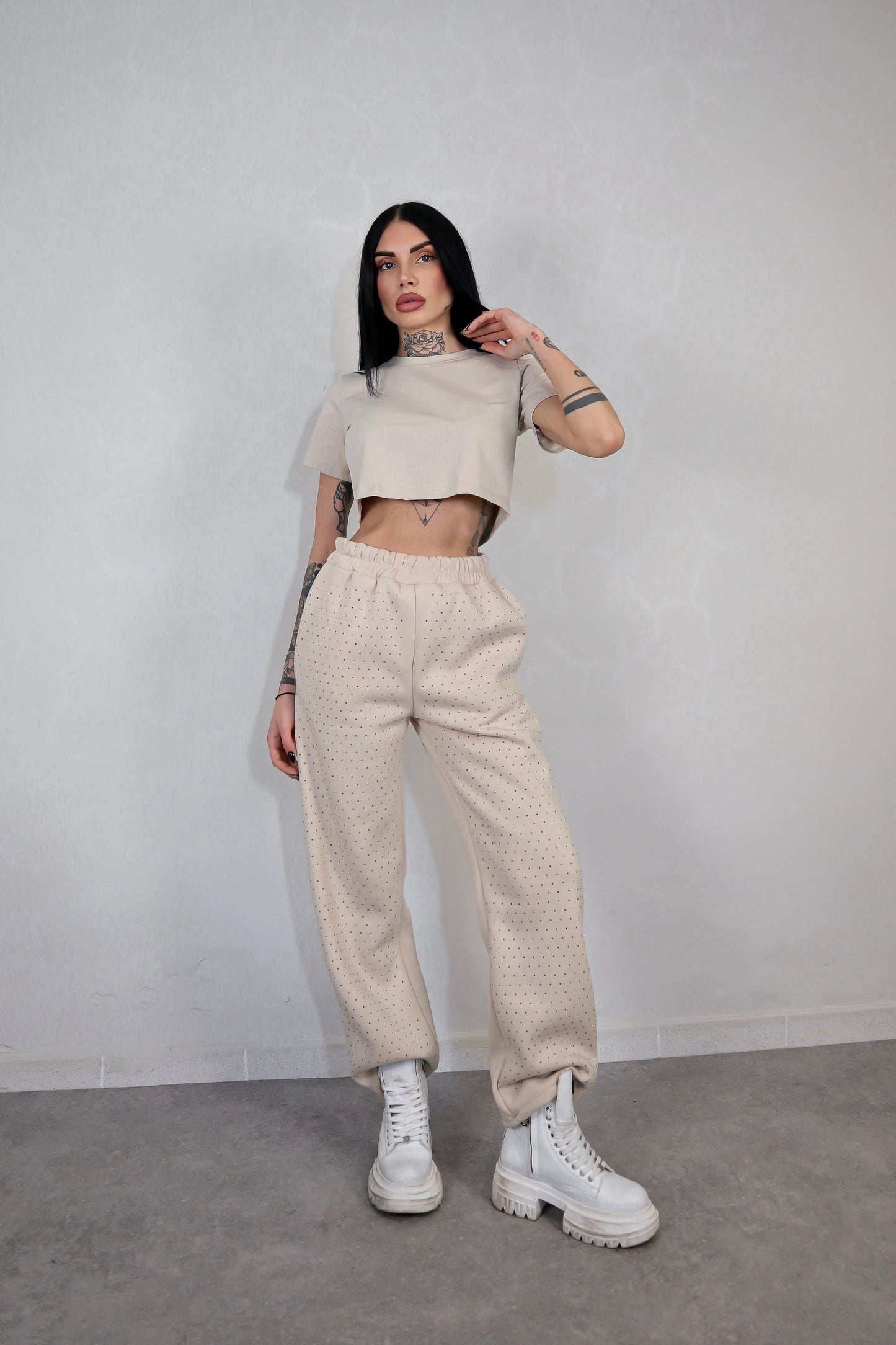Pantalone Tuta Strass - Beige