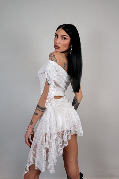 Completo in pizzo Elodie - Bianco