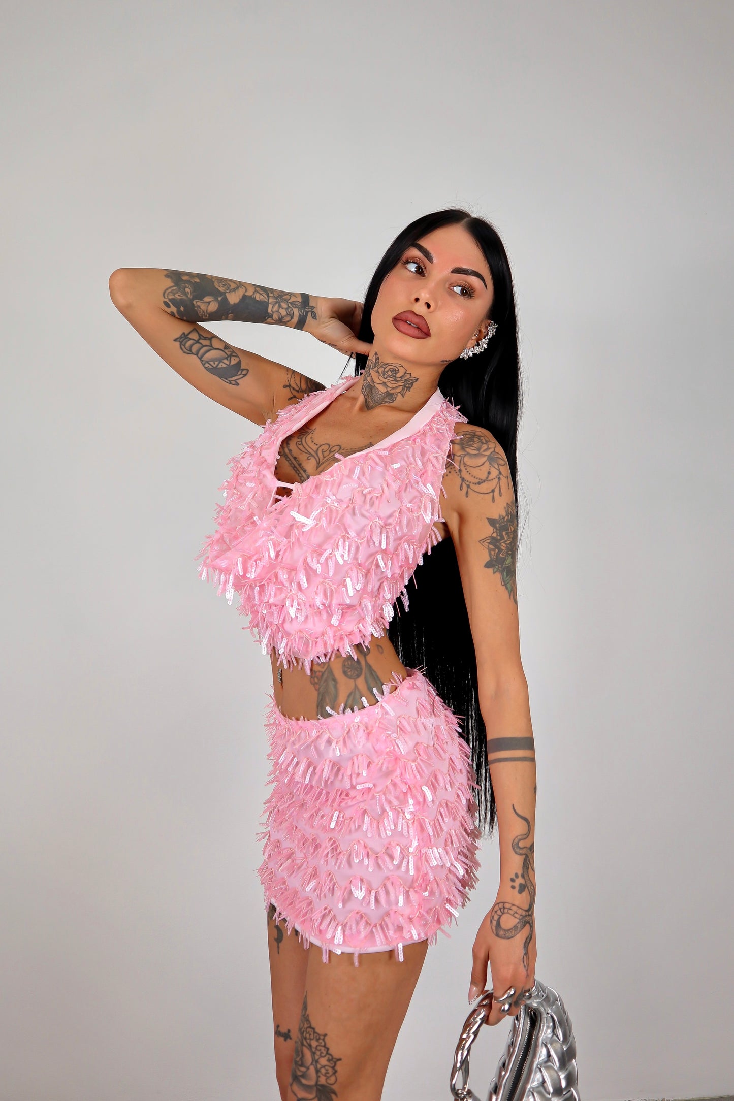 Completo paillettes Alysia - Rosa
