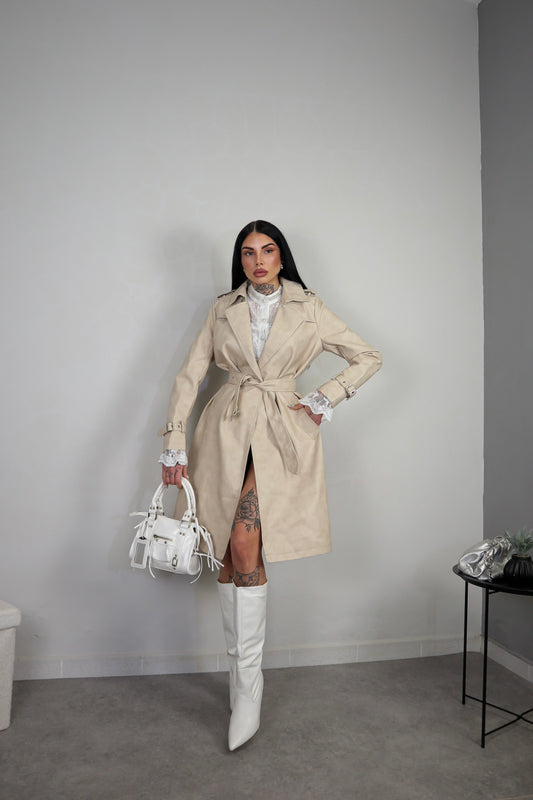 Trench Ecopelle Snake - Beige
