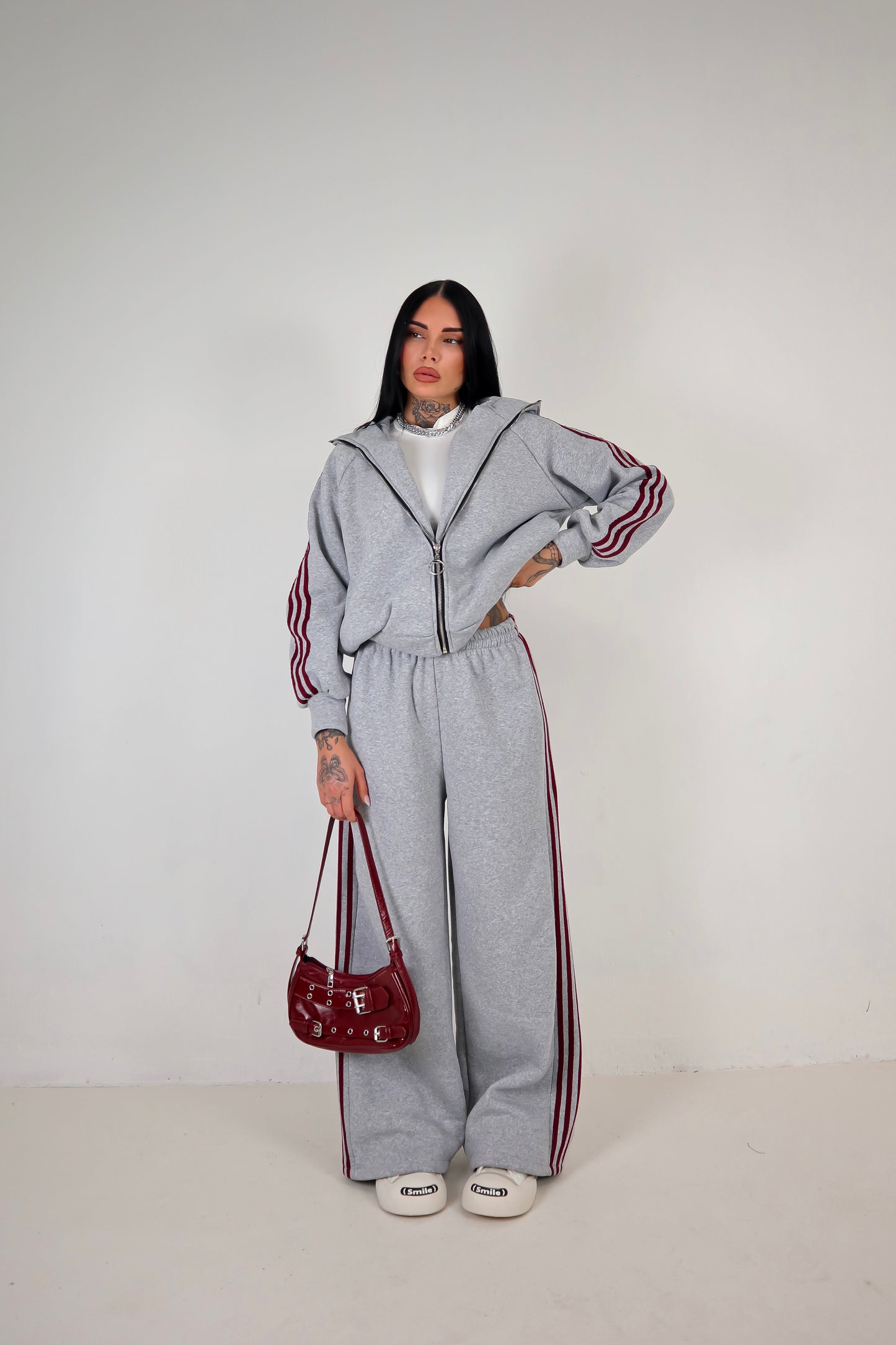 Completo Tuta Adi - Grigio/Bordeaux