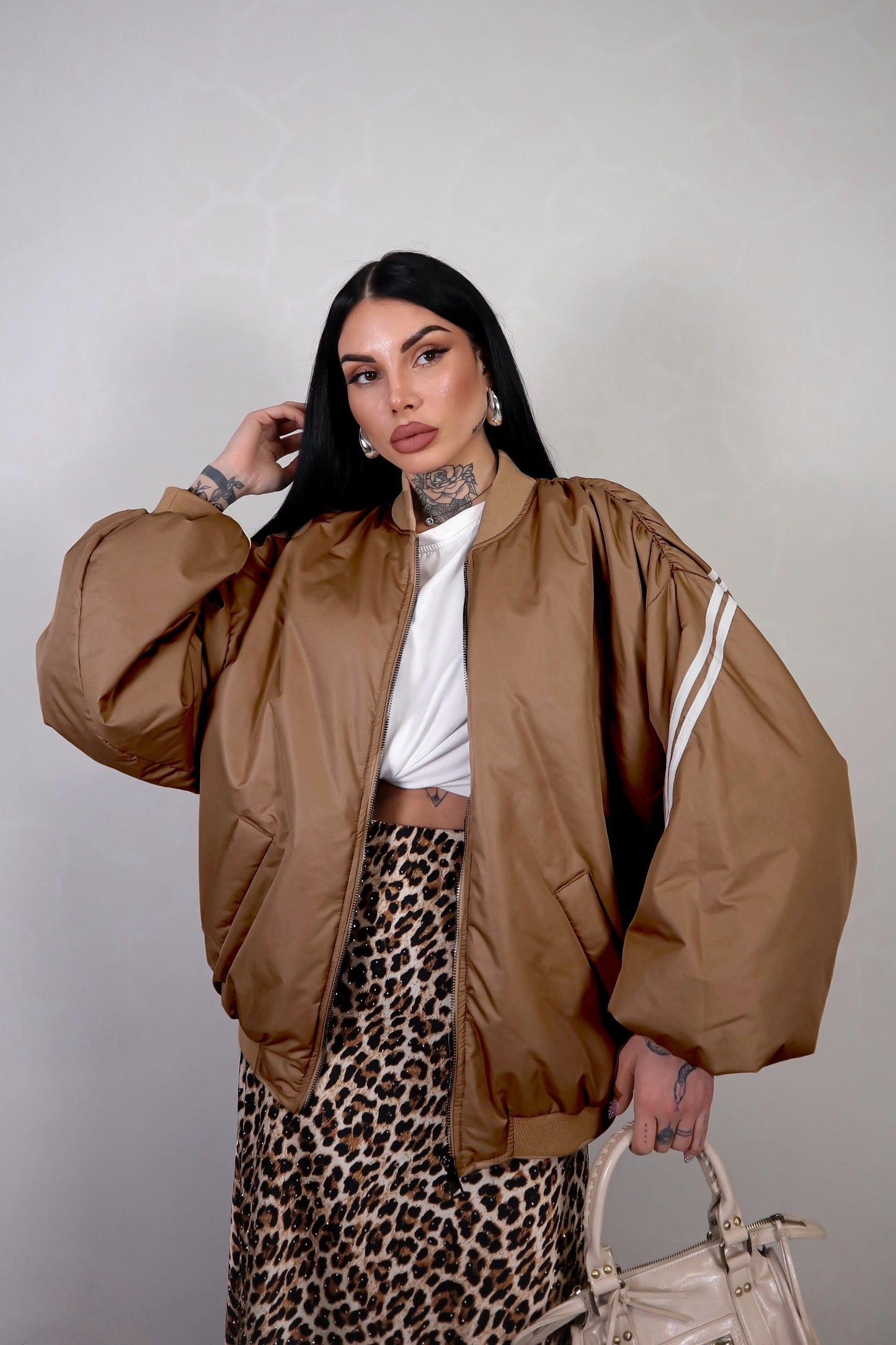 Bomber Oversize Sporty - Marrone