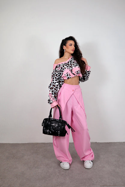 Pantalone Agata - Rosa gessato