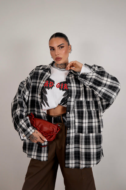 Camicia Over Quadretti - Nero