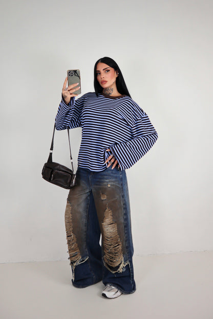 Maglia Lines - Azzurro/Marrone