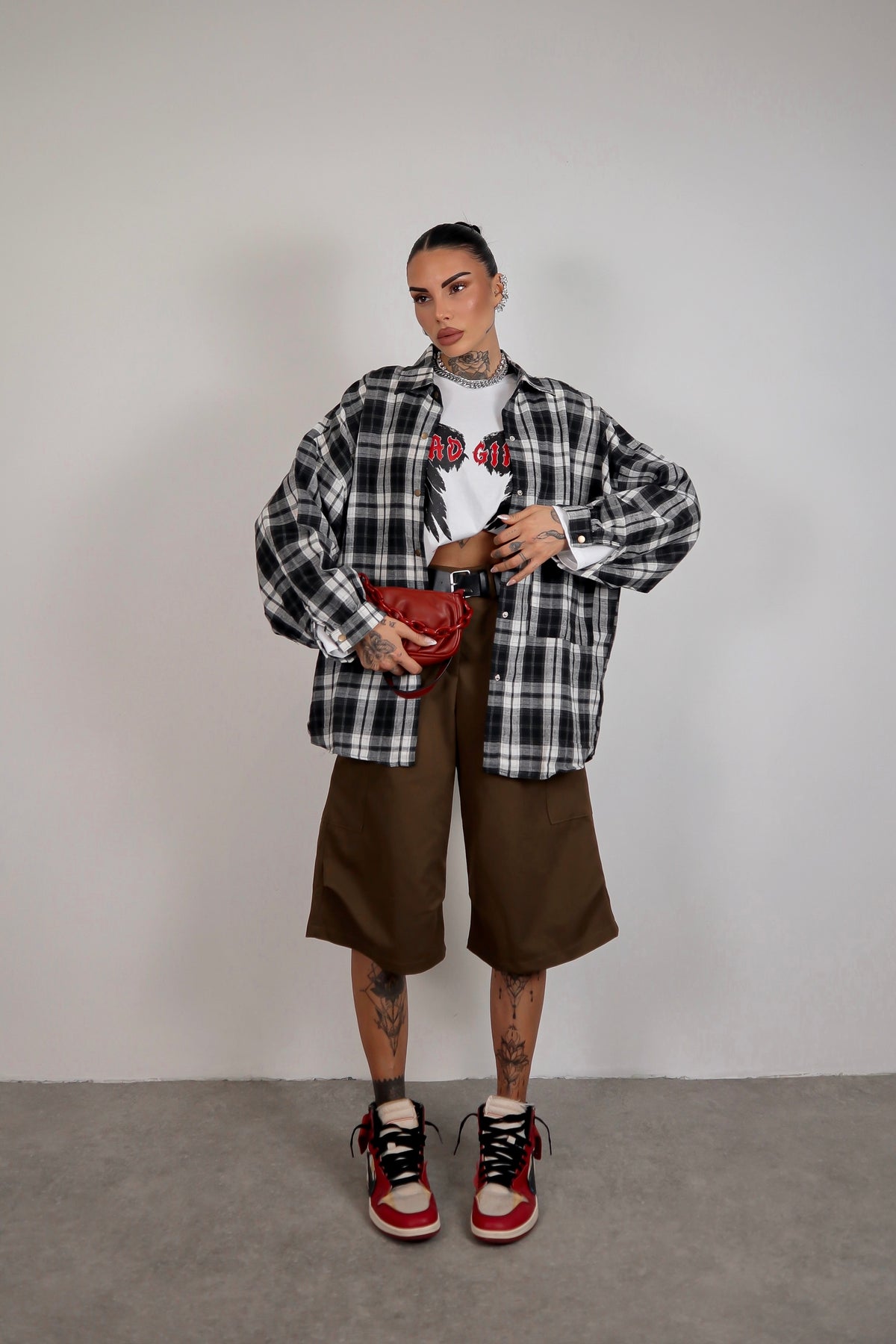 Camicia Over Quadretti - Nero