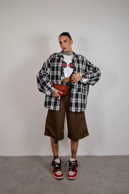 Camicia Over Quadretti - Nero
