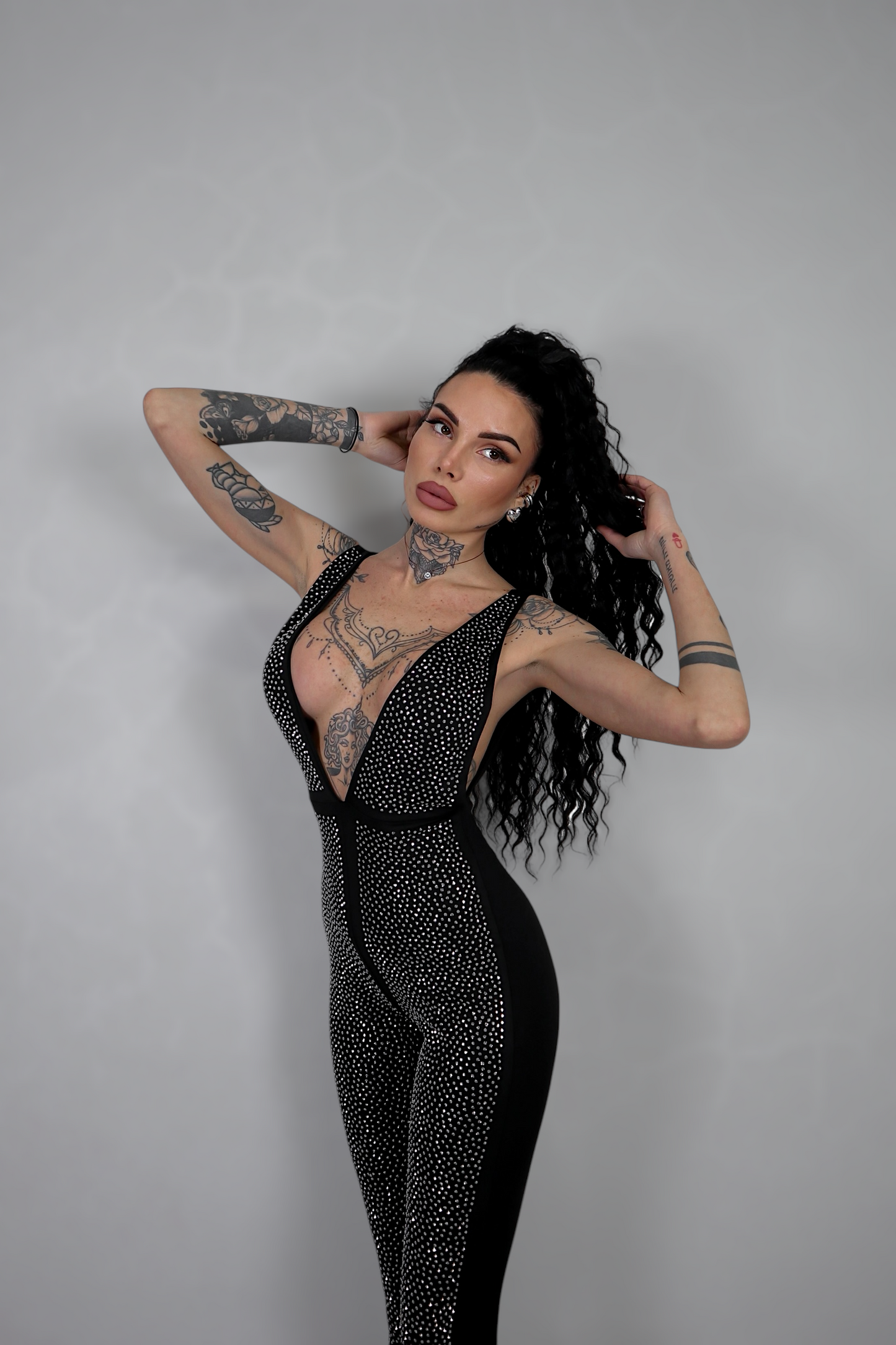 Tuta Intera Strass - Nero