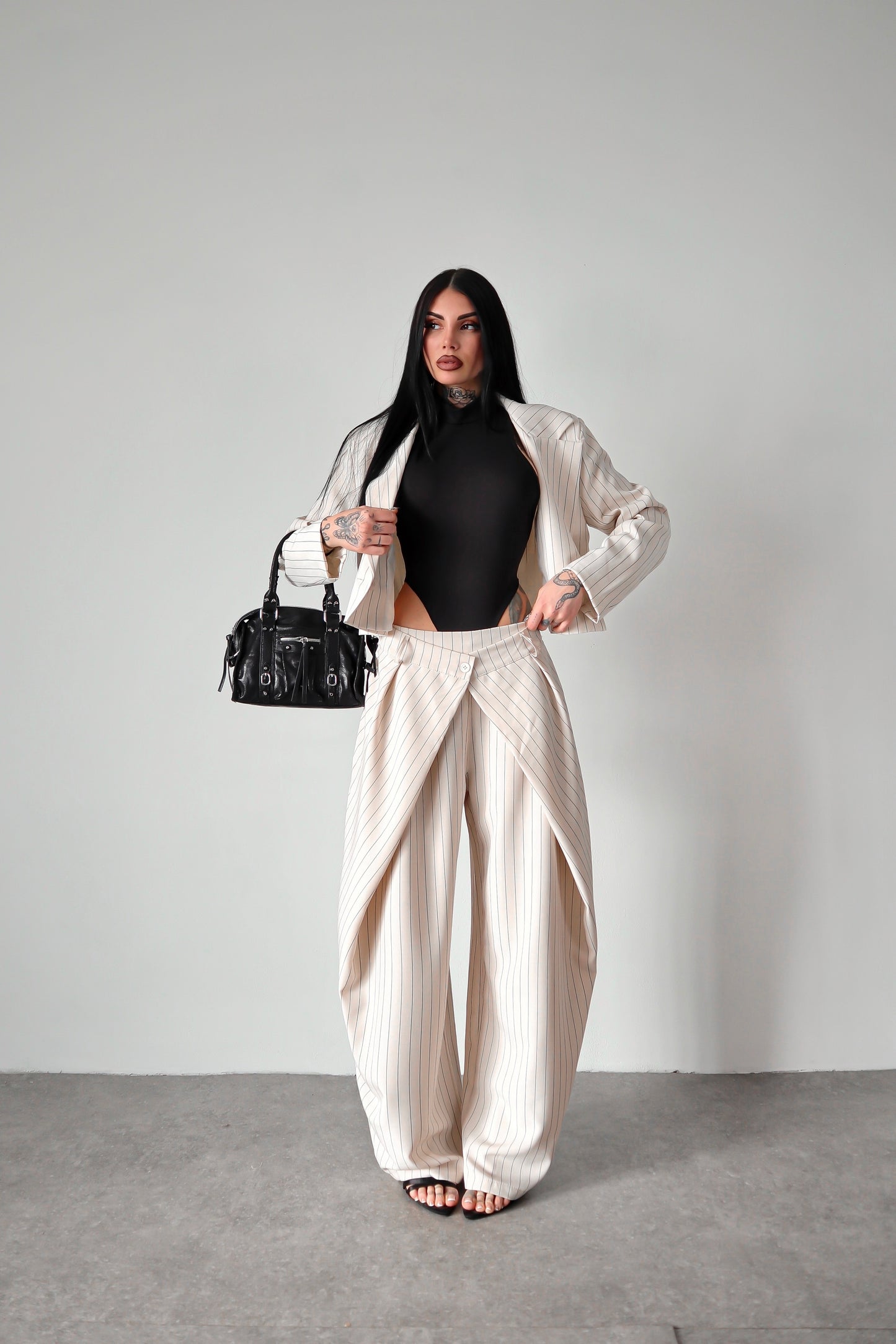 Tailleur gessato Amal - Bianco sporco