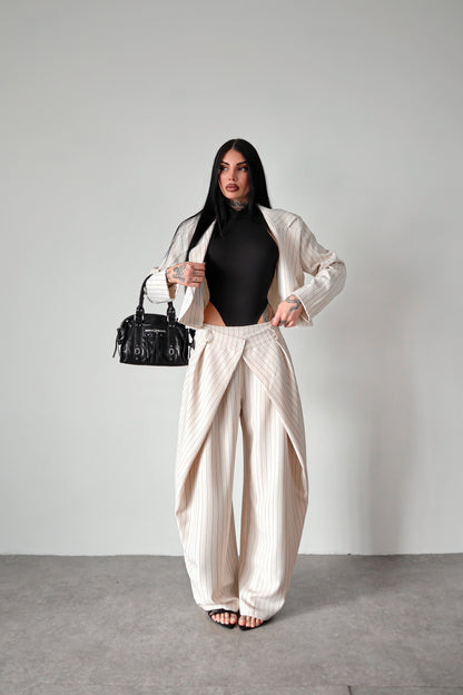 Tailleur gessato Amal - Bianco sporco