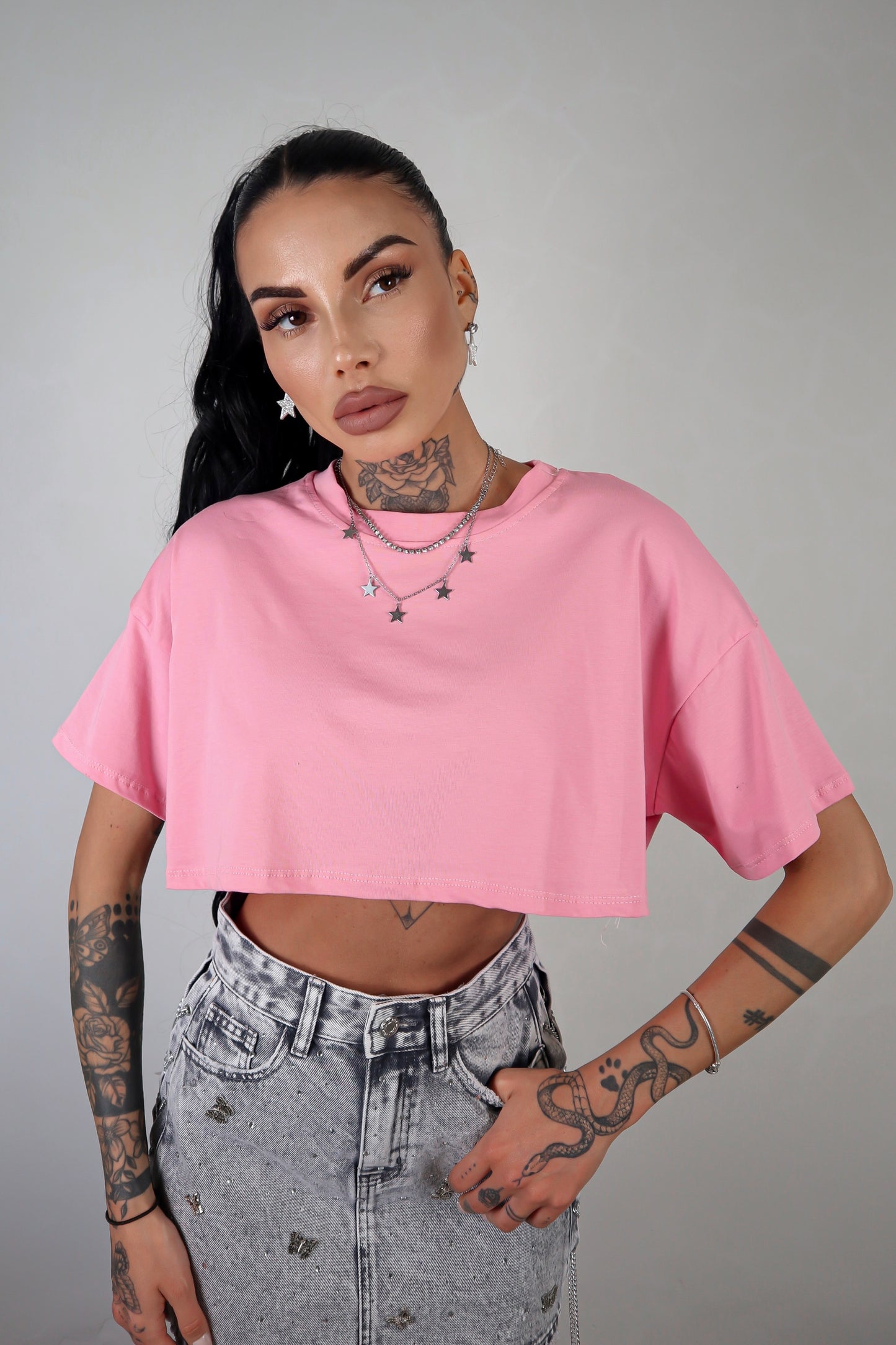 T-Shirt Over Crop - Rosa