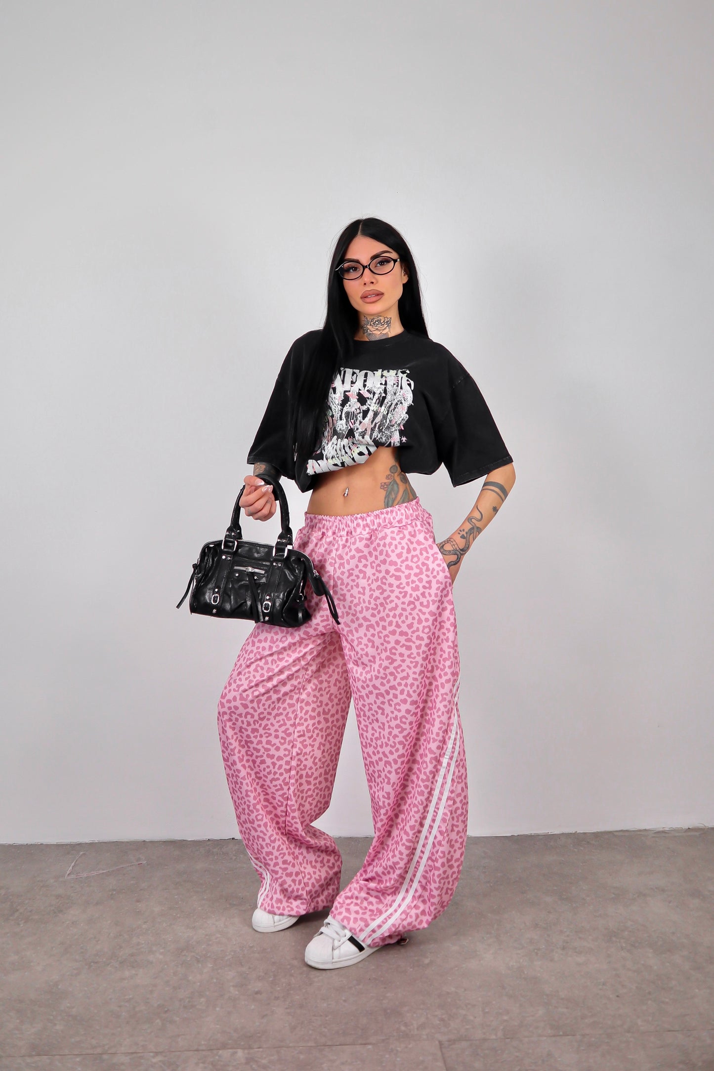 Pantalone Tuta Stripes Balloon - Leopardato Rosa