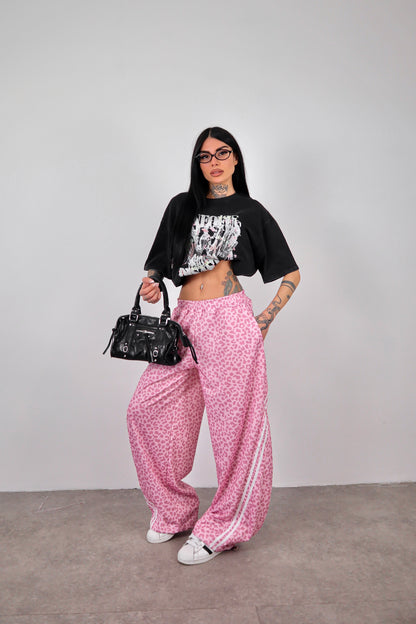 Pantalone Tuta Stripes Balloon - Leopardato Rosa