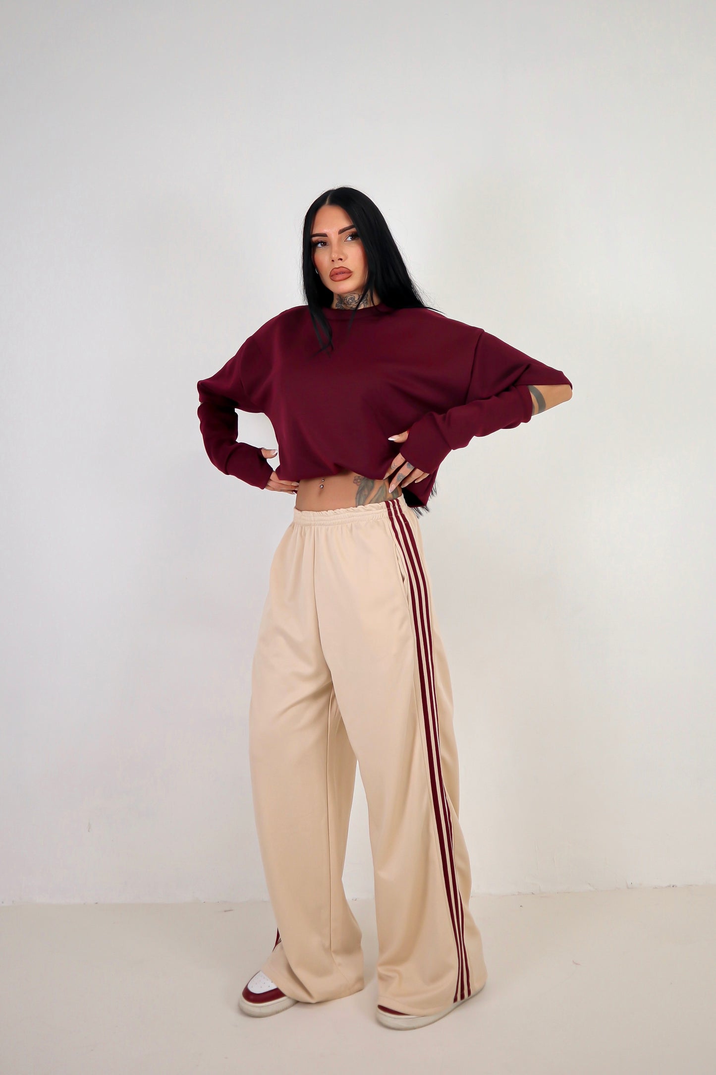 Pantalone Adi - Beige/Bordeaux