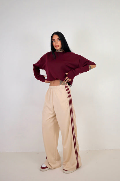 Pantalone Adi - Beige/Bordeaux