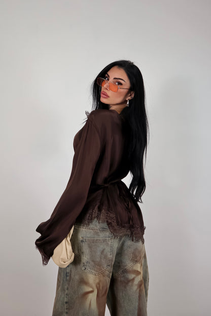 Maglia long sleeve Elegant - Marrone
