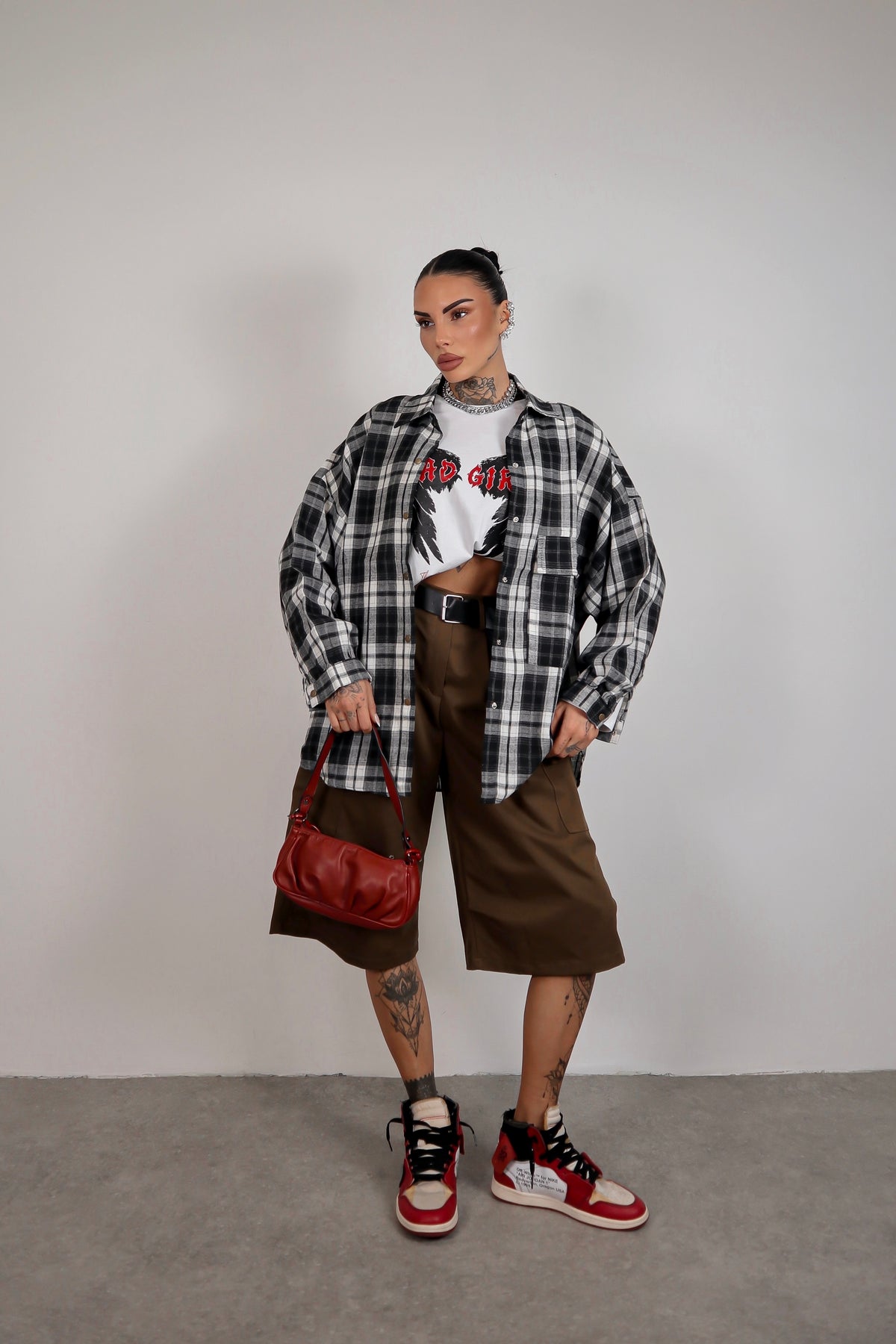 Camicia Over Quadretti - Nero