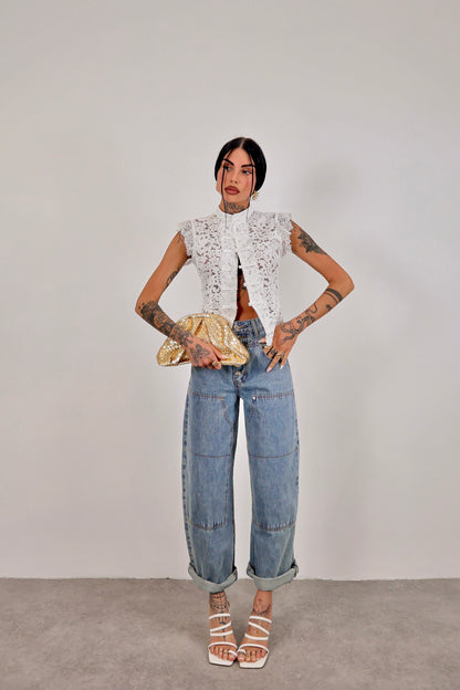 Camicia pizzo Japan - Bianco
