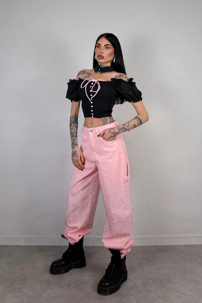 Crop Top Bambolina - Nero