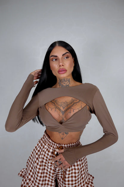 Crop Top Slay - Marrone