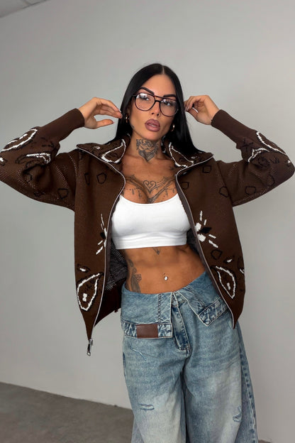 Cardigan Bandana - Marrone