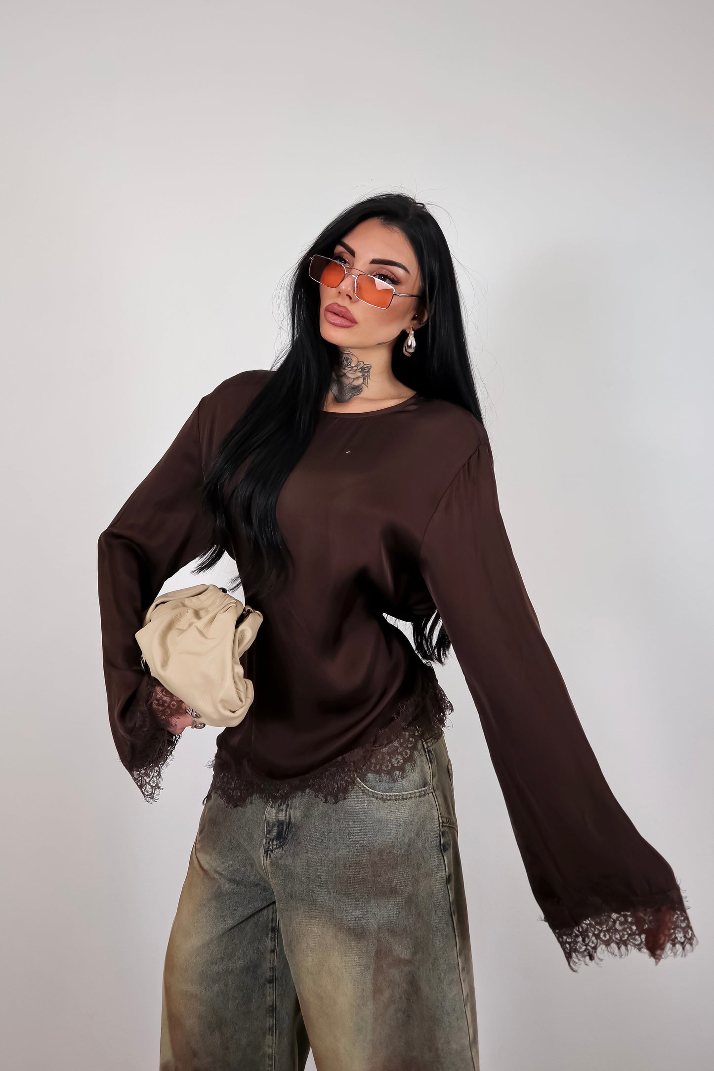 Maglia long sleeve Elegant - Marrone
