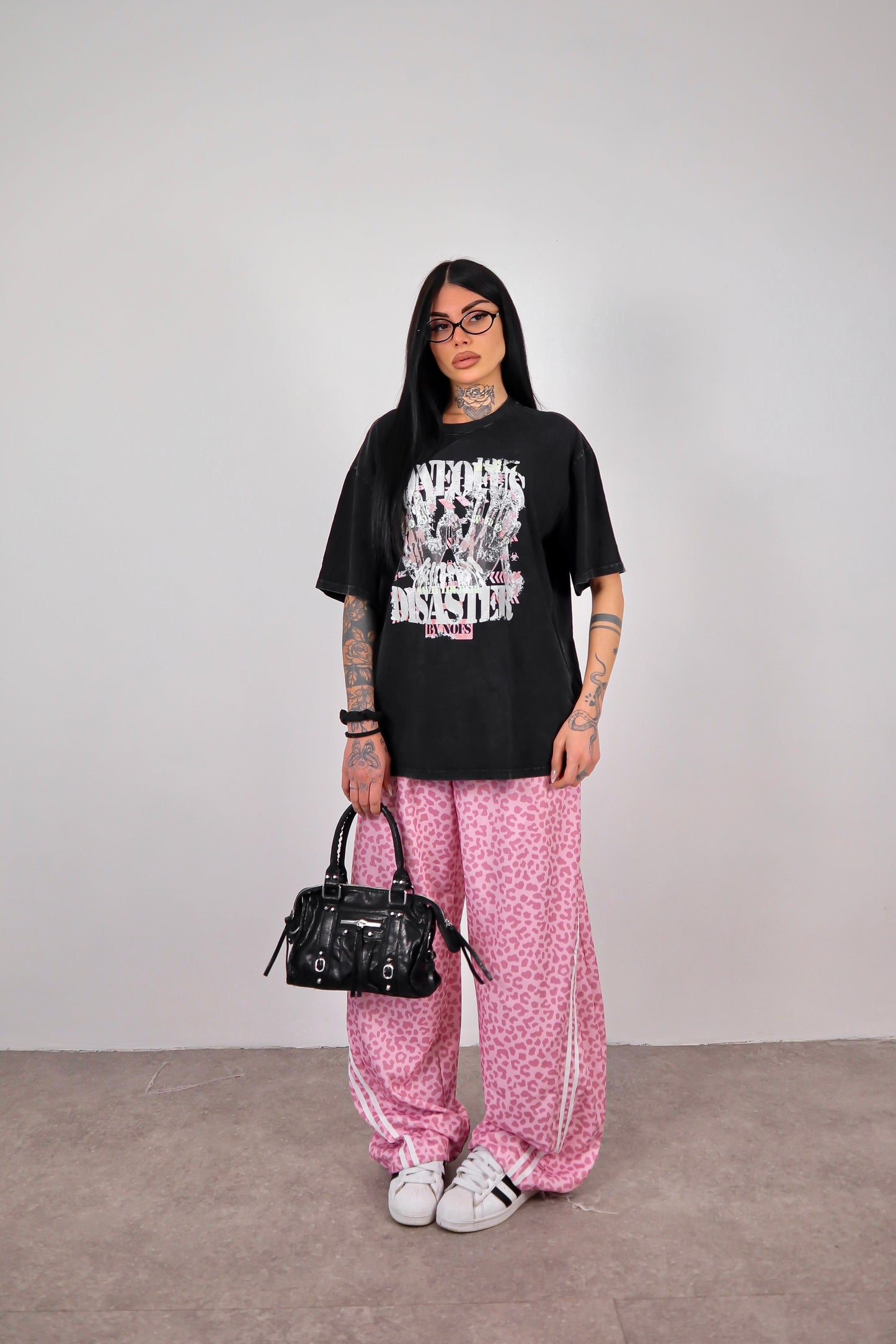 Pantalone Tuta Stripes Balloon - Leopardato Rosa