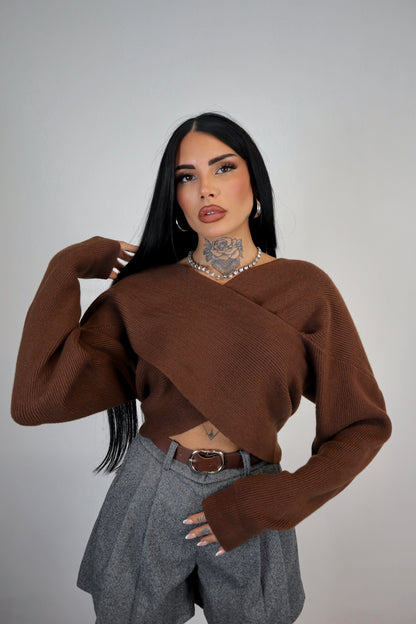 Maglione Incrocio - Marrone