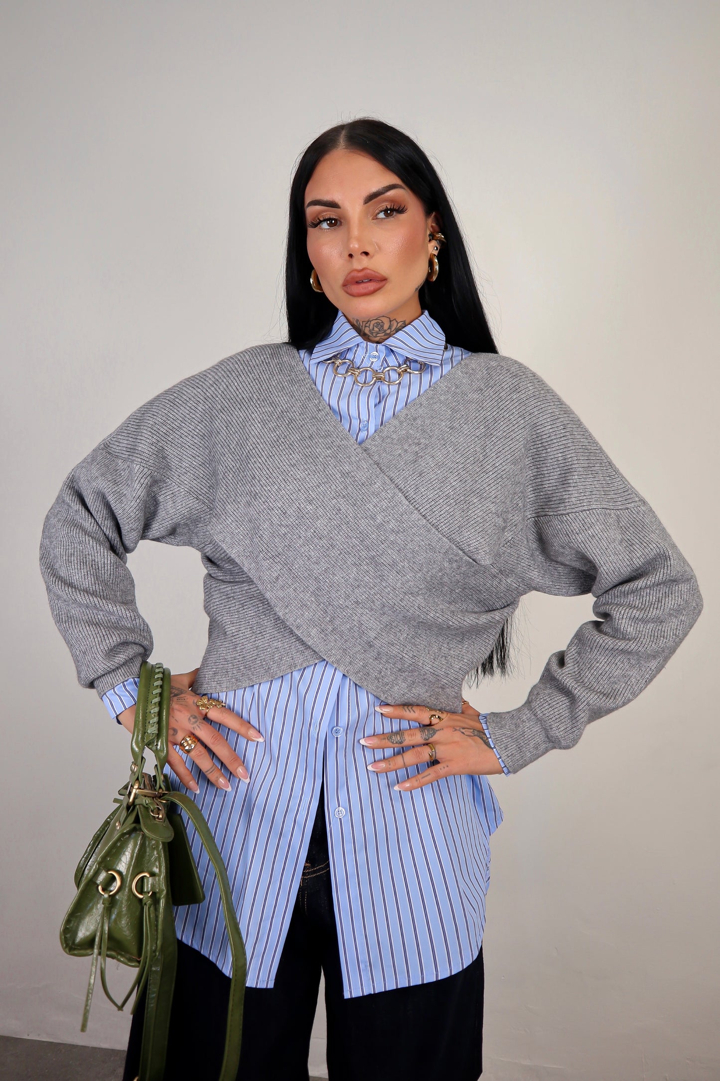 Maglione Incrocio - Grigio
